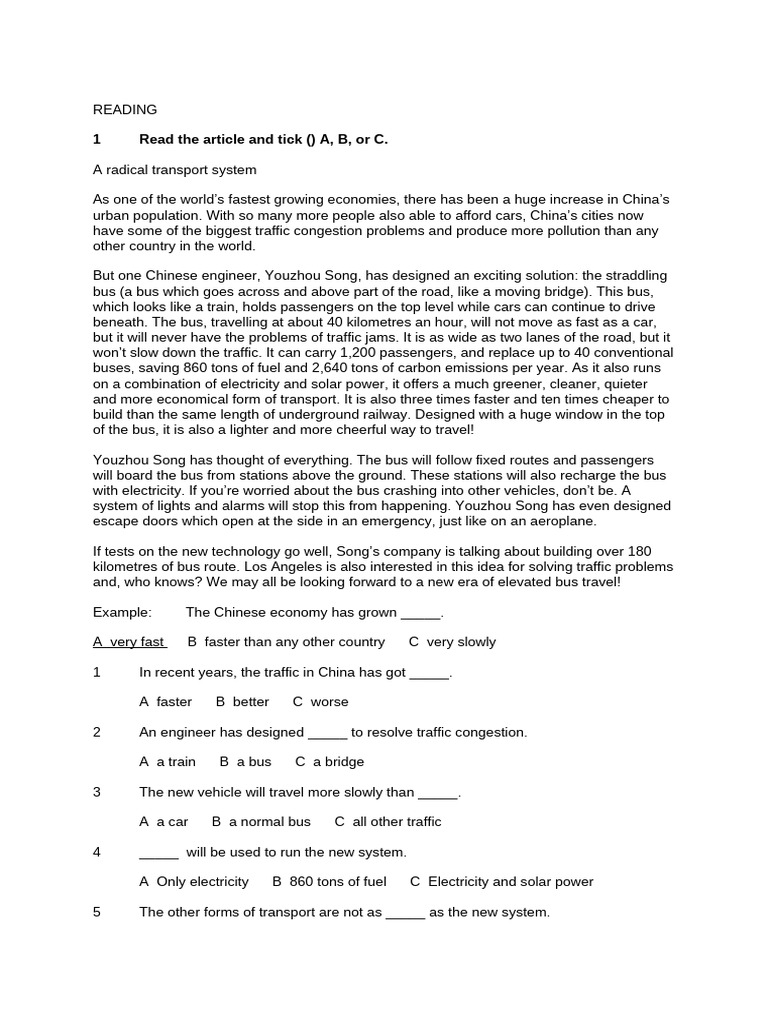 Unit 3 Homework Pdf Traffic Bus