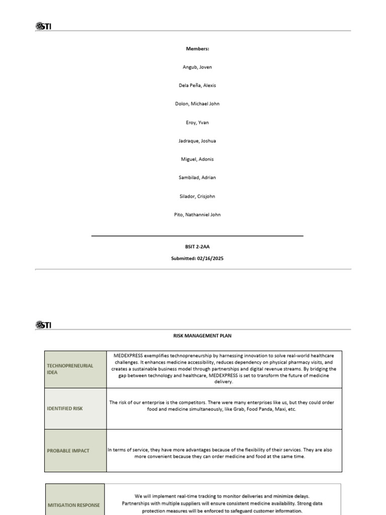 MedExpress Risk Management Plan | PDF | Computer Security | Security