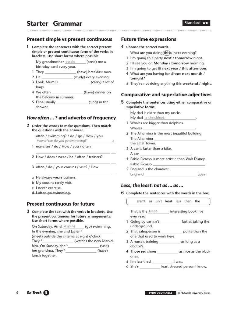 Present Simple and Continuous Practice | PDF | Adjective | Adverb