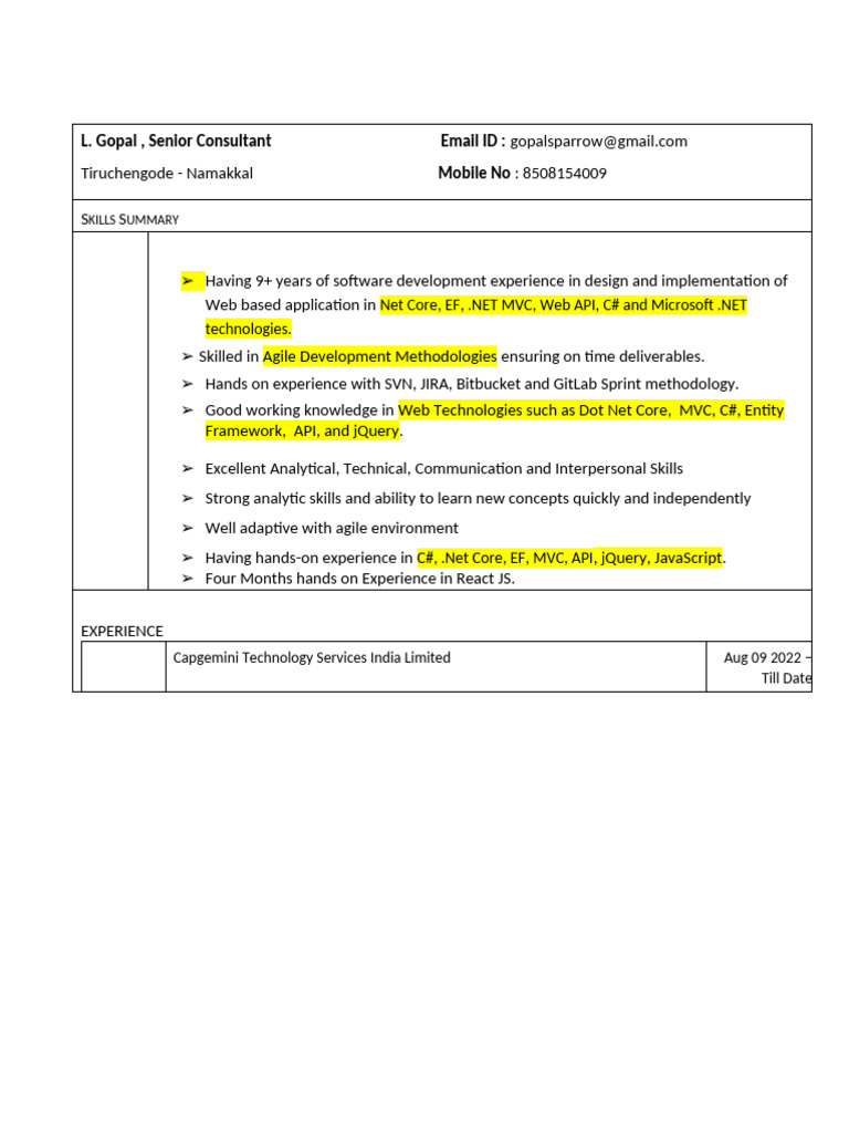Senior .NET Developer Resume Summary | PDF | J Query | Model–View ...