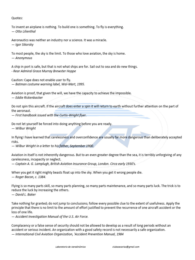 Inspiring Quotes on Aviation Safety | PDF
