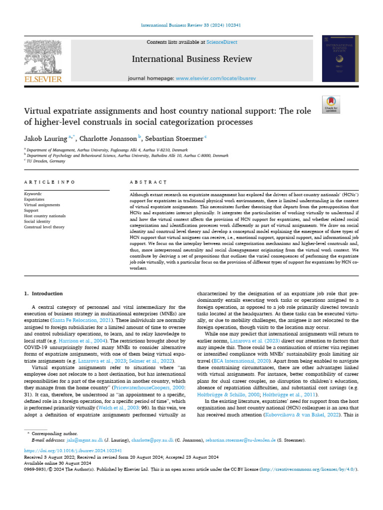 Virtual Expatriate Support Dynamics | PDF | Nonverbal Communication ...