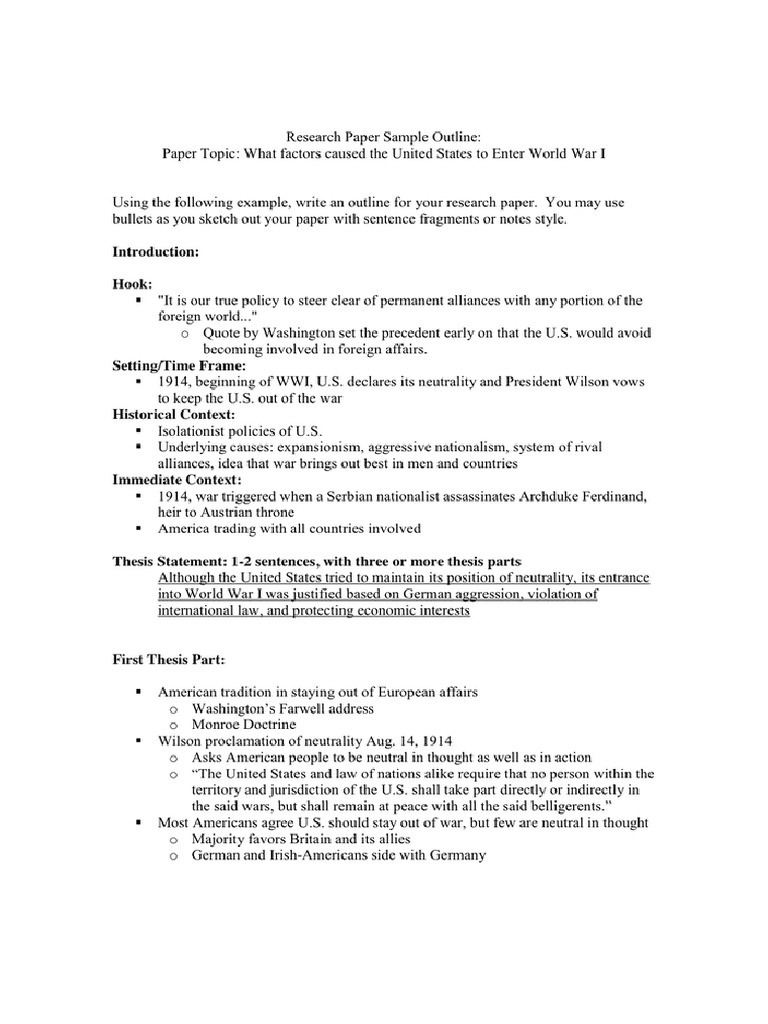Research Paper Sample Outline - 1 | PDF