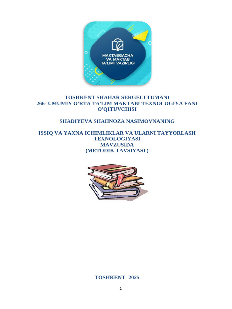 Issiq_va_yaxna_ichimliklar_va_ularning_tayyorlanish_texnologiyasi | PDF