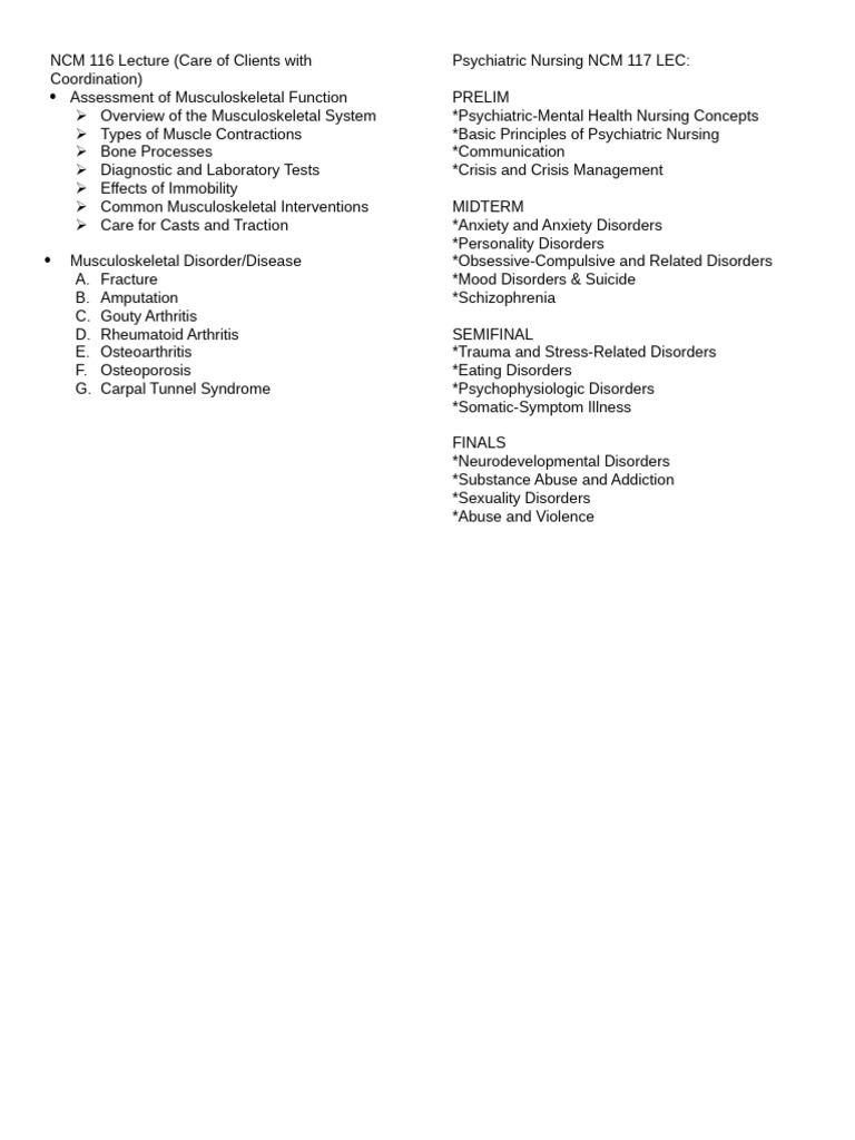 116 & 117 Topics | PDF