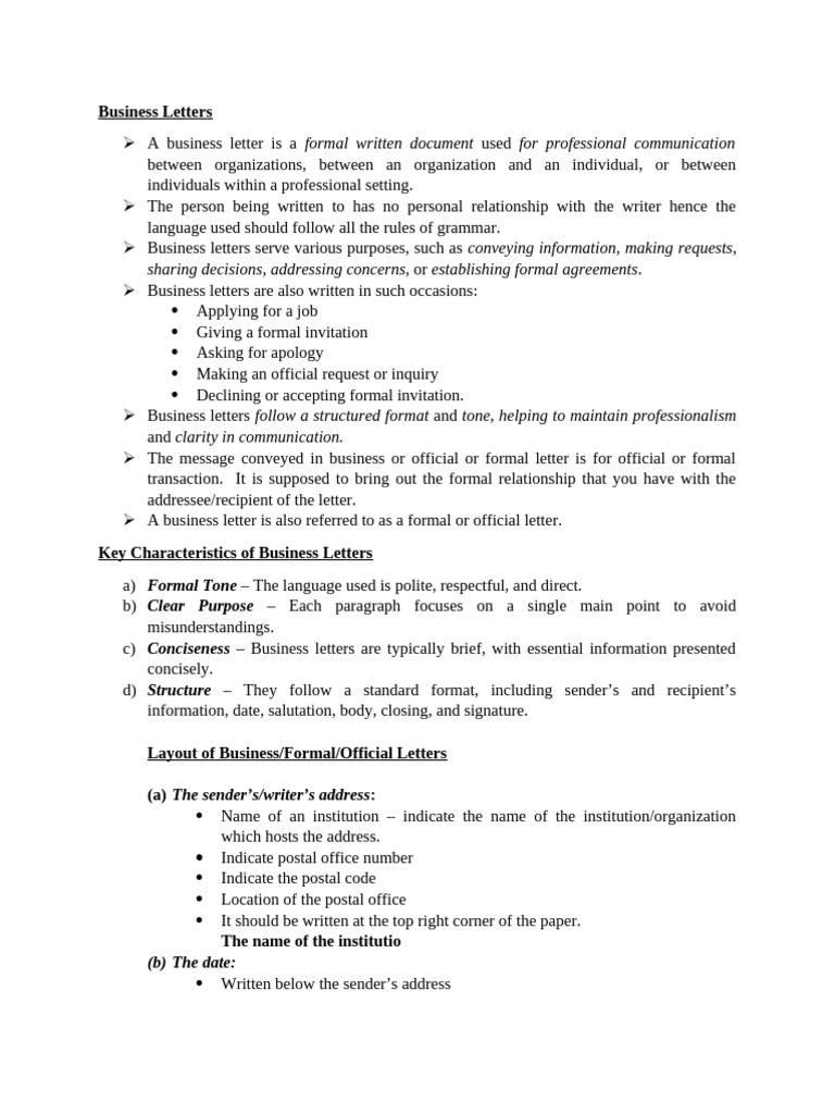 Business Letter Writing Guide | PDF | Information | Communication