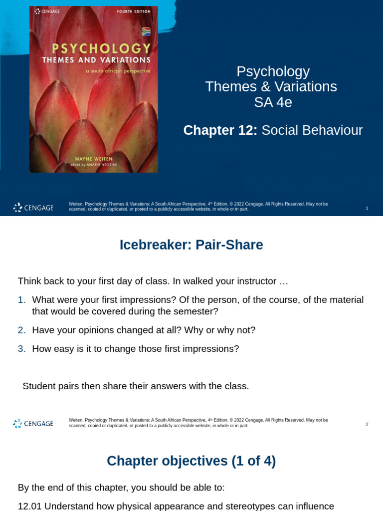 Social Behavior in Psychology: Chapter 12 | PDF | Attitude (Psychology ...