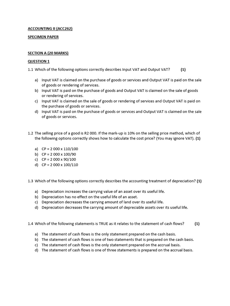 ACC262+SPECIMEN+PAPER+%28Nov+2024%29+%281%29-merged | PDF | Debits And ...