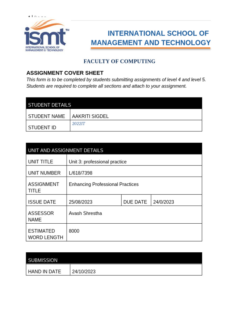 Enhancing Professional Practices Assignment | PDF | Critical Thinking ...