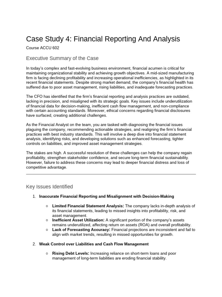 Financial Reporting Case Study Analysis | PDF | Audit | Equity (Finance)