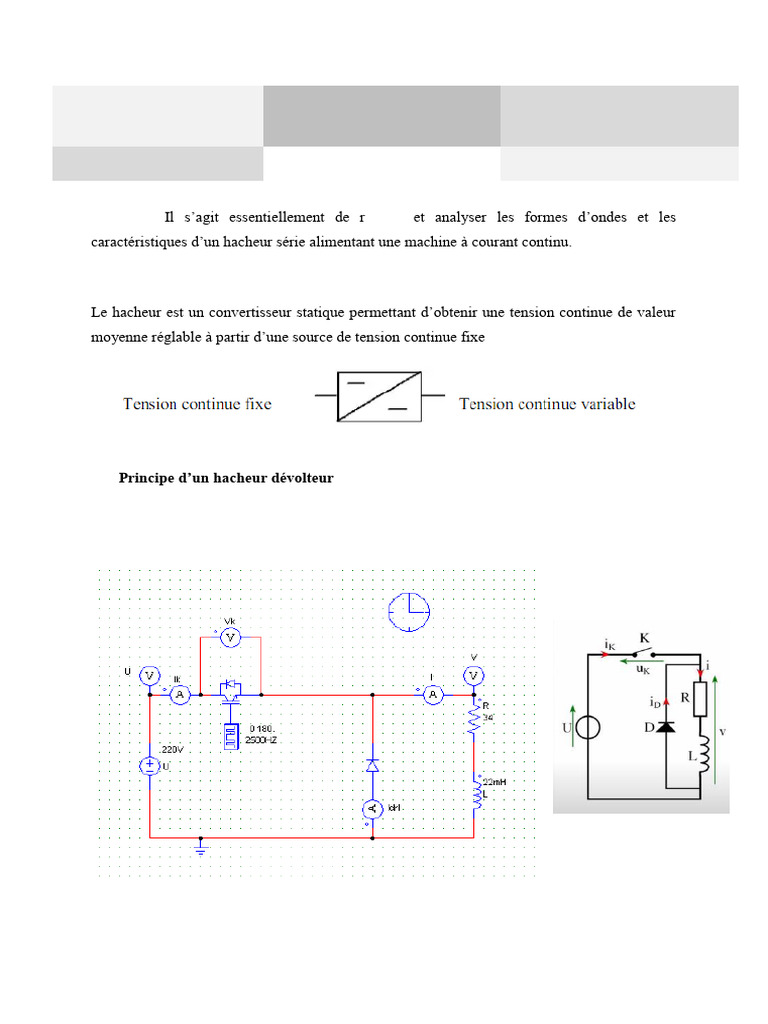 Hacheur dévolteur : Analyse et Simulation | PDF | Redresseur | Biens ...