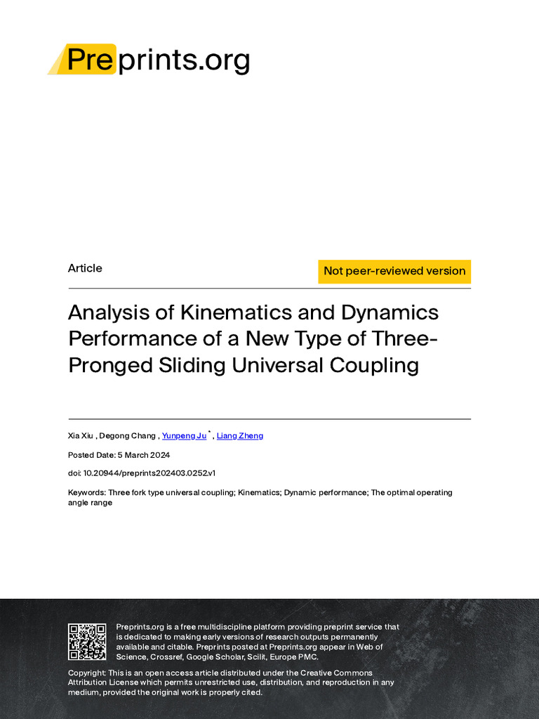 Analysis of Kinematics and Dynamics Performance of | PDF | Coordinate ...