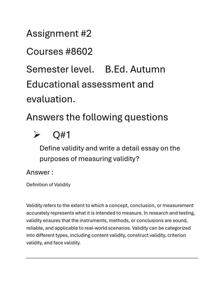 Understanding Validity in Education Assessment | PDF | Validity ...