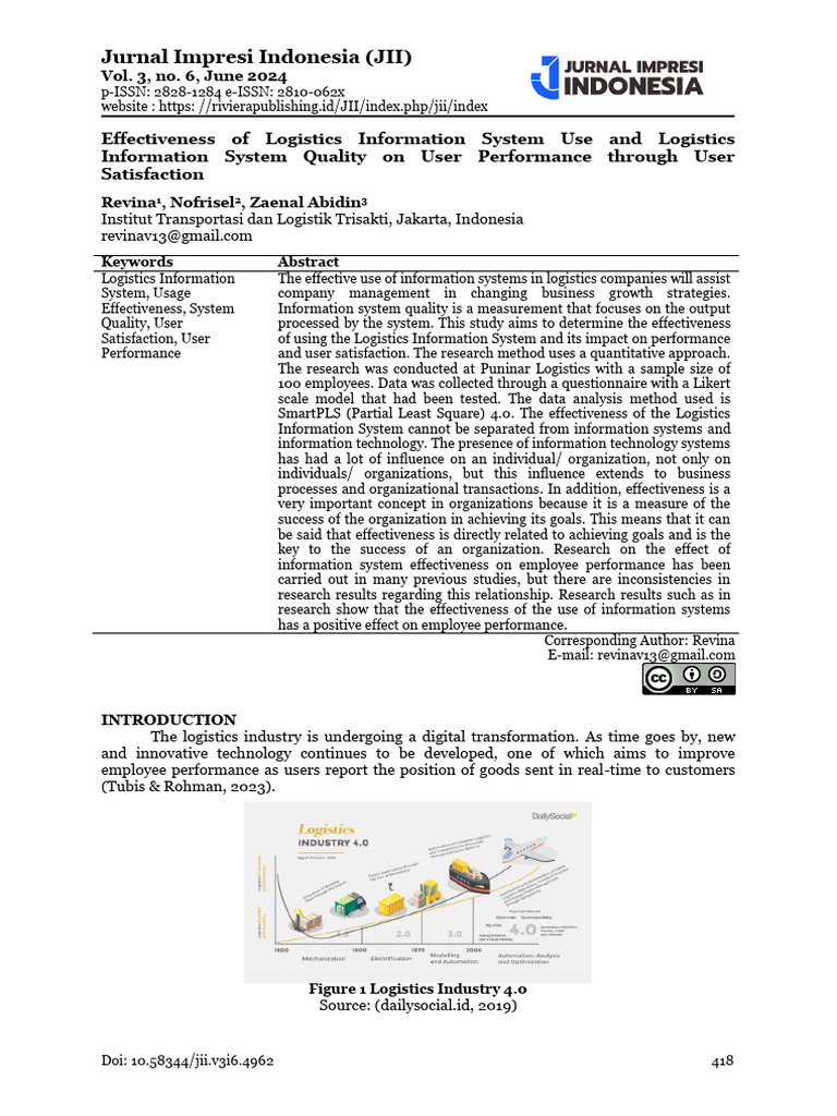Effectiveness of Logistics Information System Use | PDF | Structural ...