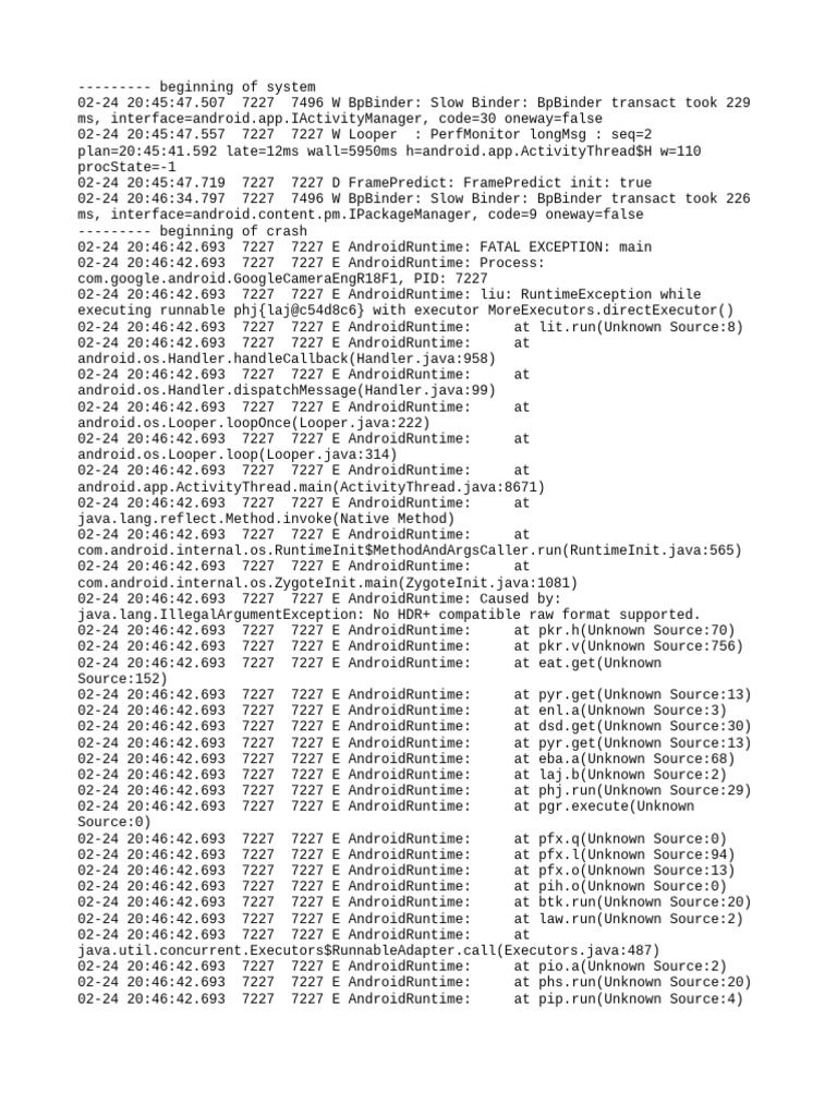 Android Camera Runtime Exception Log | PDF | Software | Computer ...