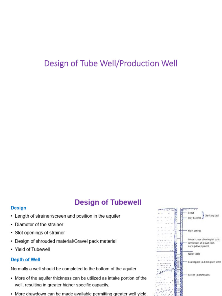 Tube Well Design and Yield Analysis | PDF | Aquifer | Sand