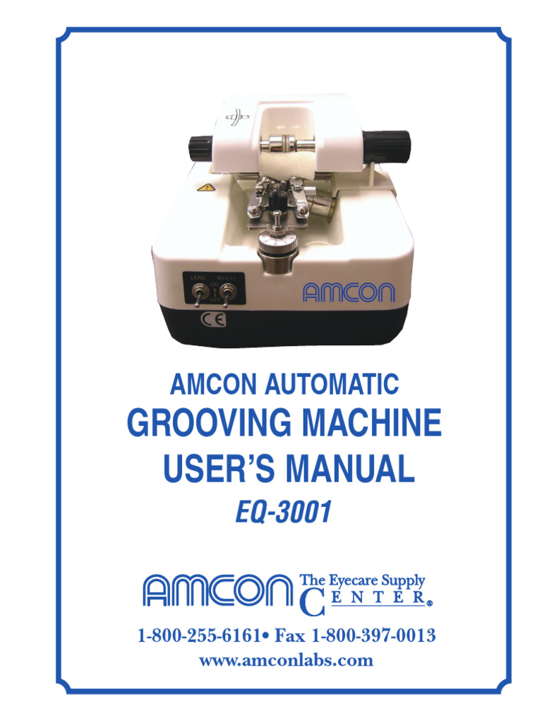 Amcon Automatic Grooving Machine User's Manual Eq-3001 | PDF ...