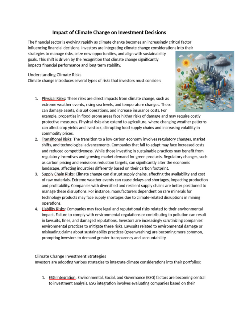 Impact of Climate Change On Investment Decisions | PDF | Climate Change ...