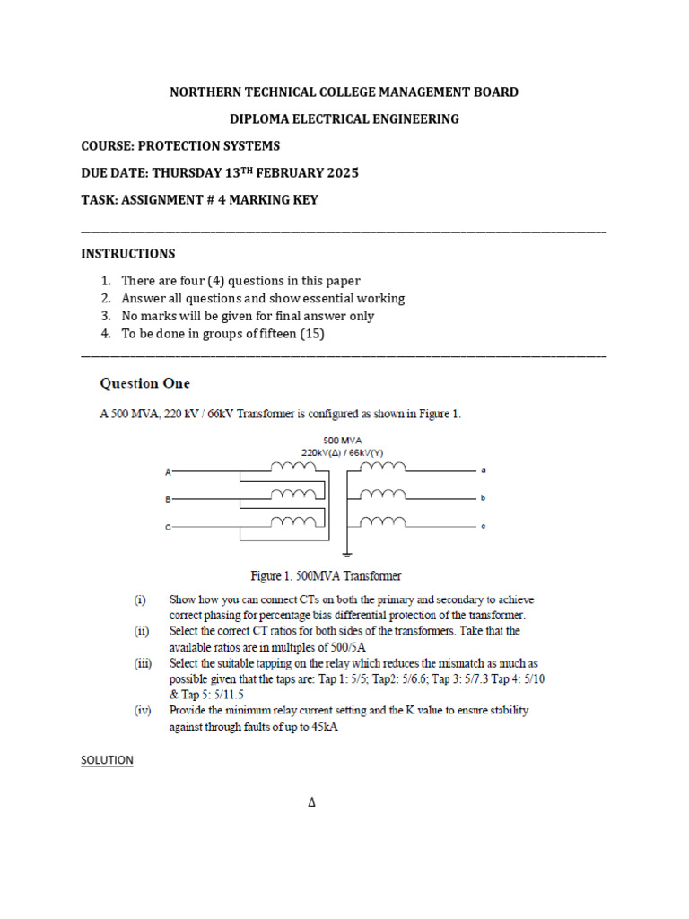 Diploma Electrical Engineering Assignment Key | PDF