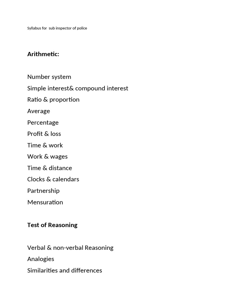 AP Police Sub Inspector Syllabus 2024 | PDF | Cognitive Science | Cognition