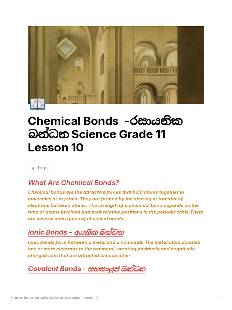 Chemical Bonds - Science Grade 11 Lesson 10 | PDF | Ion | Ionic Bonding