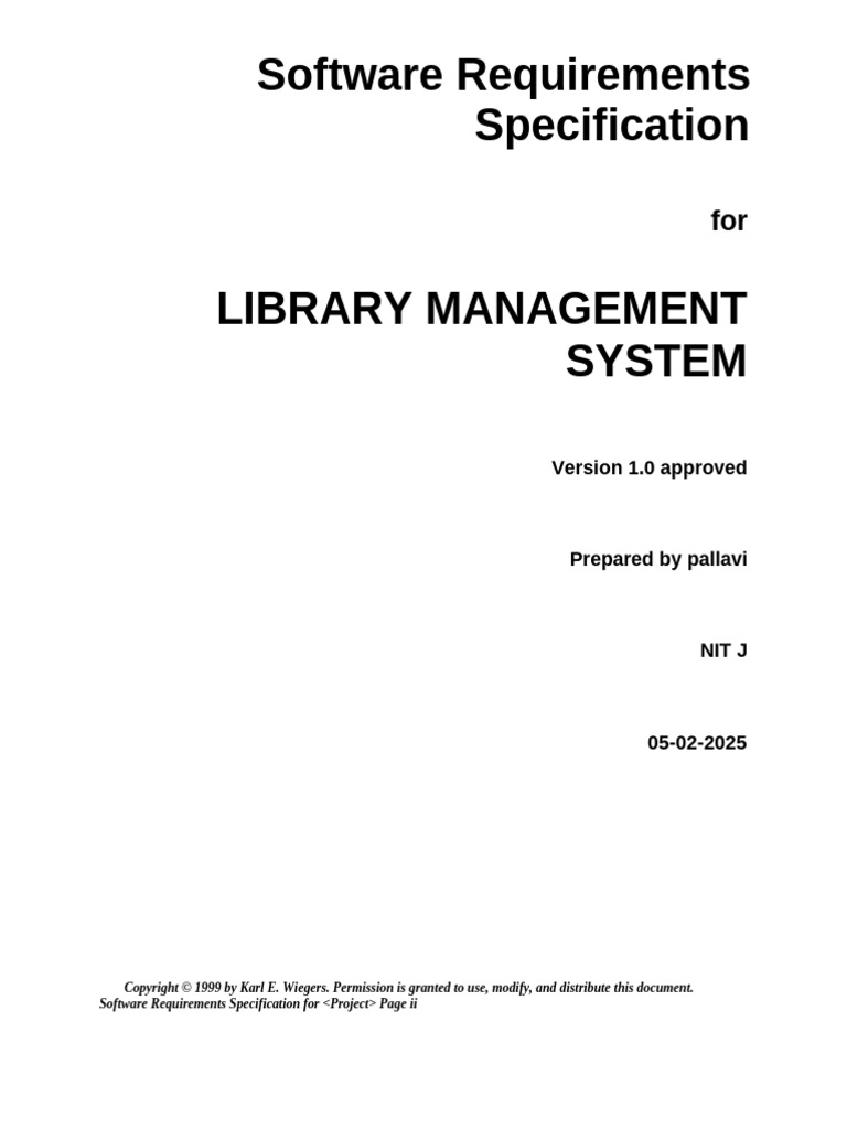 Library Management System Requirements | PDF | Databases | Books