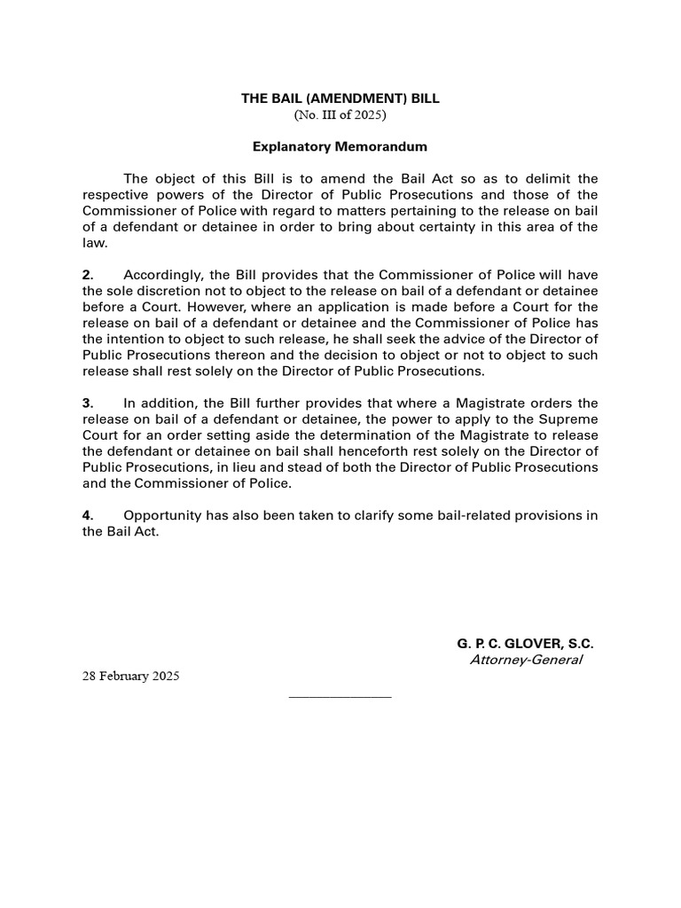 Bail Amendment Bill Overview PDF Bail Detention Imprisonment 