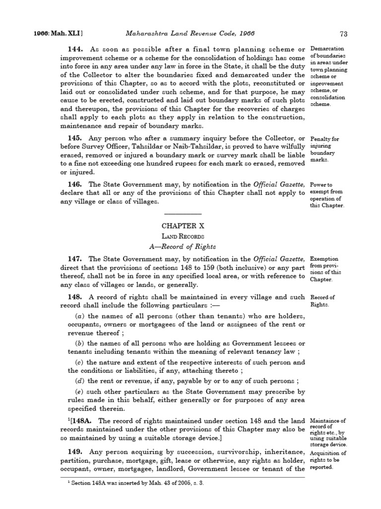 Maharashtra Land Revenue Code Overview | PDF | Leasehold Estate | Lease