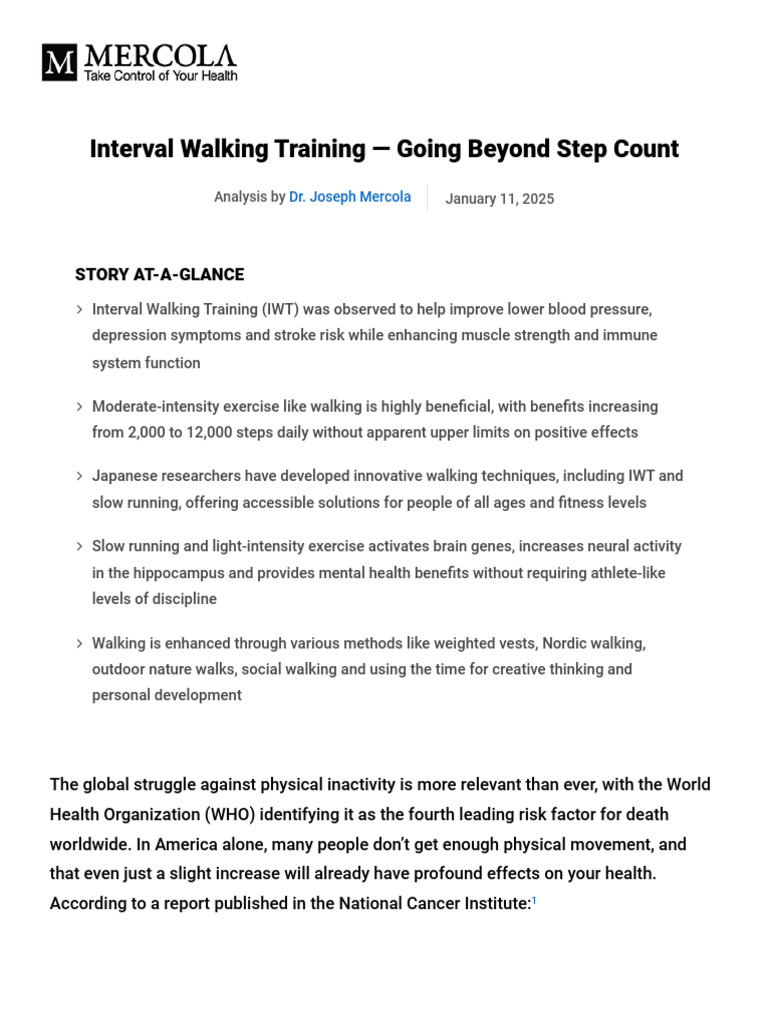 Benefits of Interval Walking Training | PDF | Physical Fitness ...