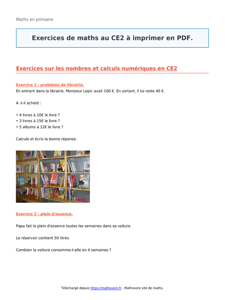 exercices-de-maths-au-ce2-a-imprimer-en-pdf-95 | PDF | Longueur
