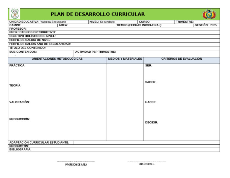 FORMATO PDC 2025 Yacuiba-1 | PDF