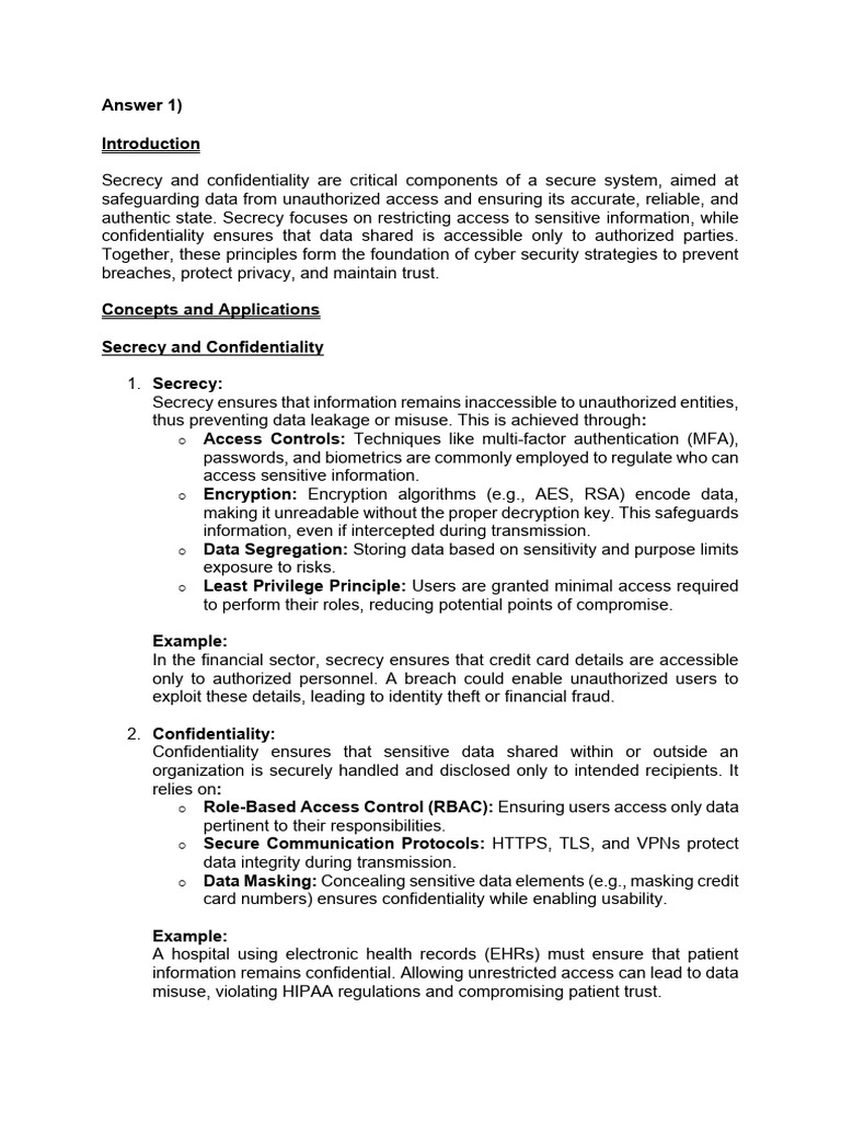Secrecy and Confidentiality in Cybersecurity | PDF | Password | Security