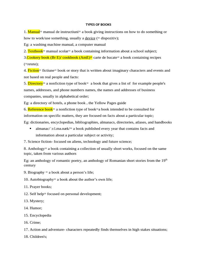 Types of Books Explained | PDF