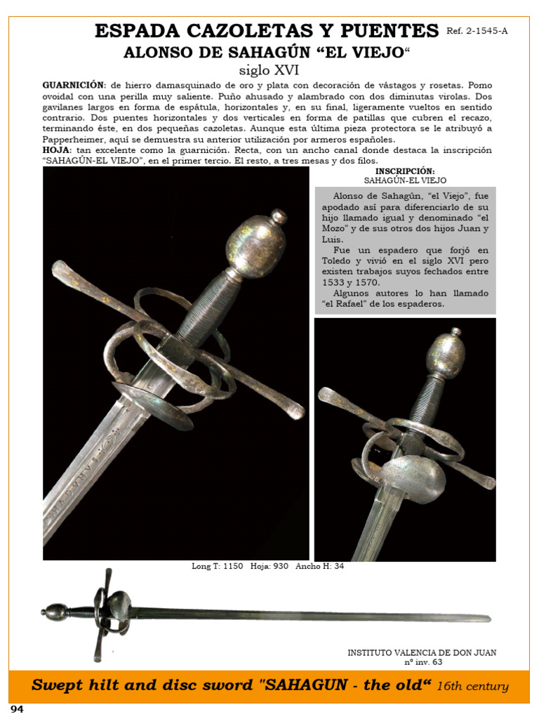 1545 Espada Ropera Sahagún | PDF | Armas de hoja | Armas cuerpo a cuerpo