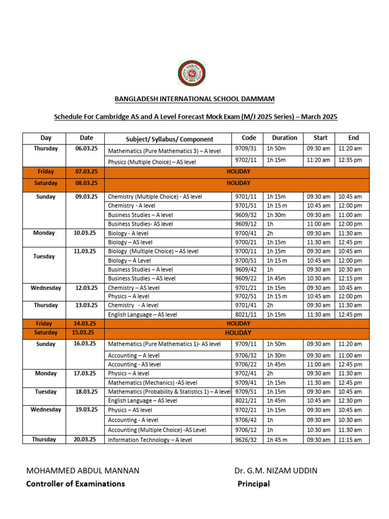 Cambridge AS/A Level Mock Exam Schedule | PDF | Qualifications