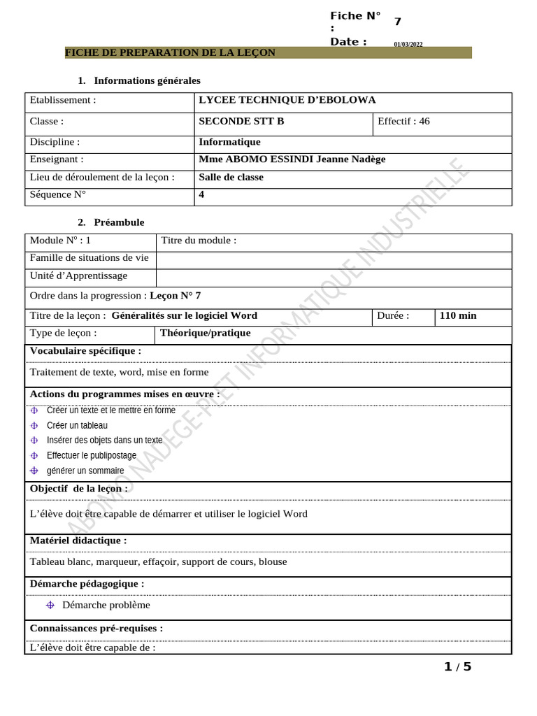 Généralités sur le logiciel Word | PDF | Microsoft Word | Traitement de ...