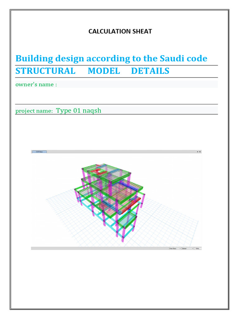 Building Design According To The Saudi Code Structural Model Details ...