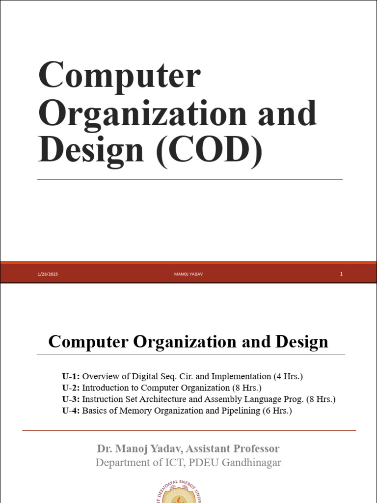 Computer Organization and Design Course Outline | PDF | Logic Gate ...