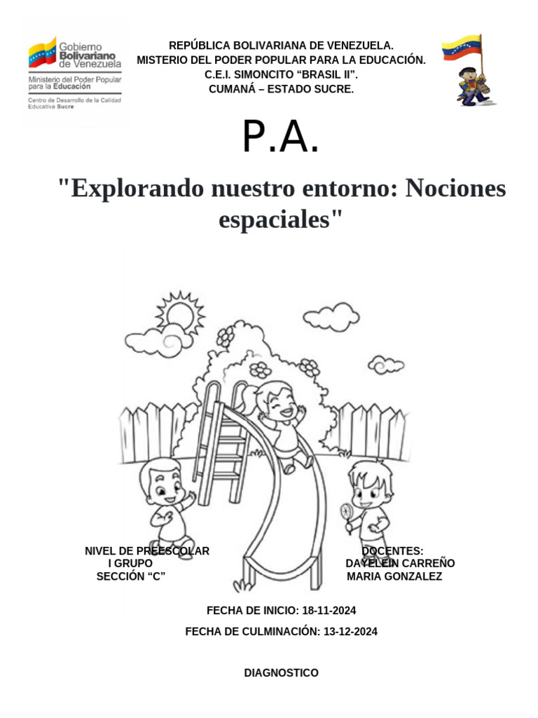 Nociones Espaciales en Preescolar | PDF | Aprendizaje | Educación de la ...