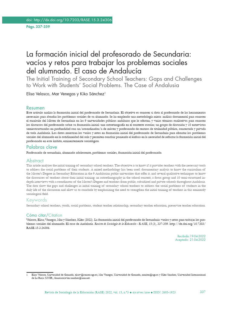 La Formación Inicial Del Profesorado de Secundaria - Vacíos y Retos ...