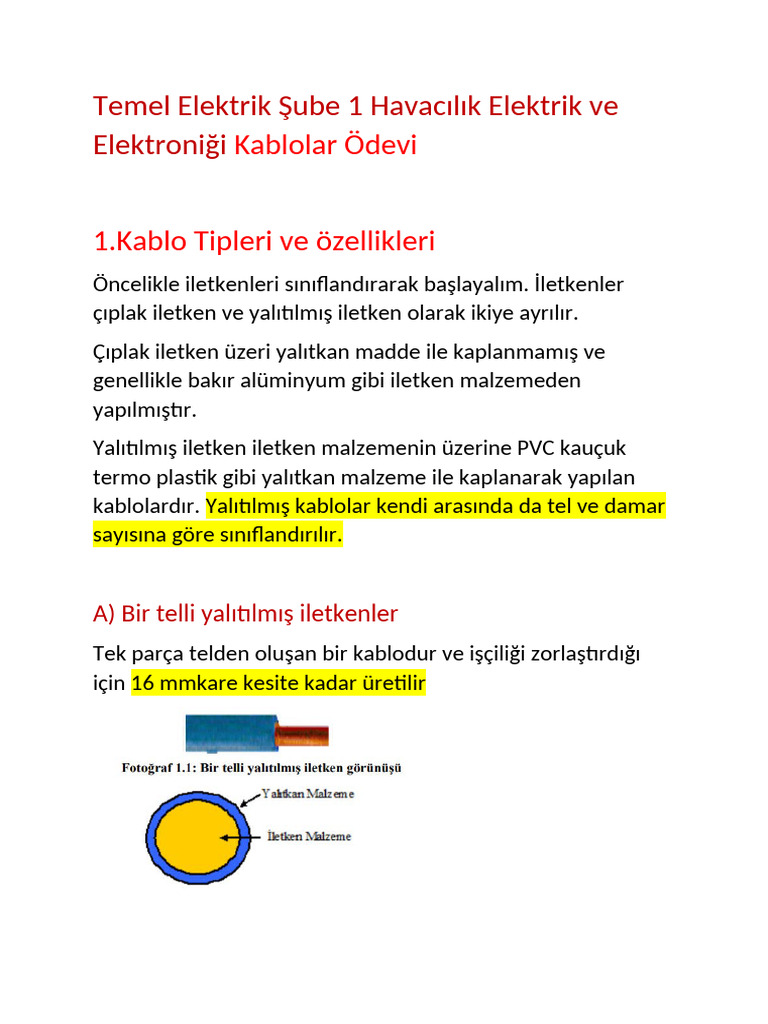 Kablolar Ödevi | PDF