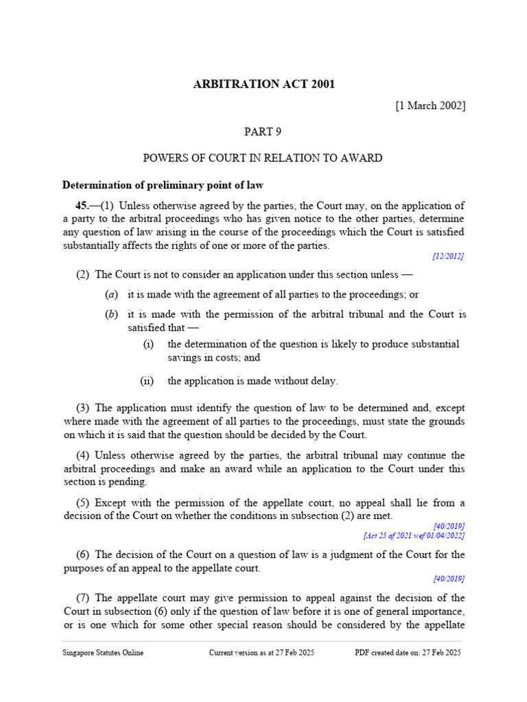 Arbitration Act 2001 Overview | PDF | Arbitration | Arbitral Tribunal