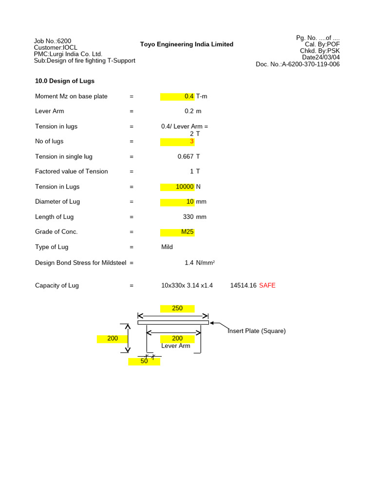 Fire Fighting T-Support Design Details | PDF