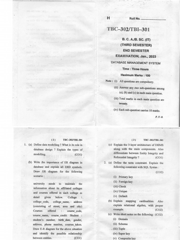 tbc302 Endsem 2023 | PDF