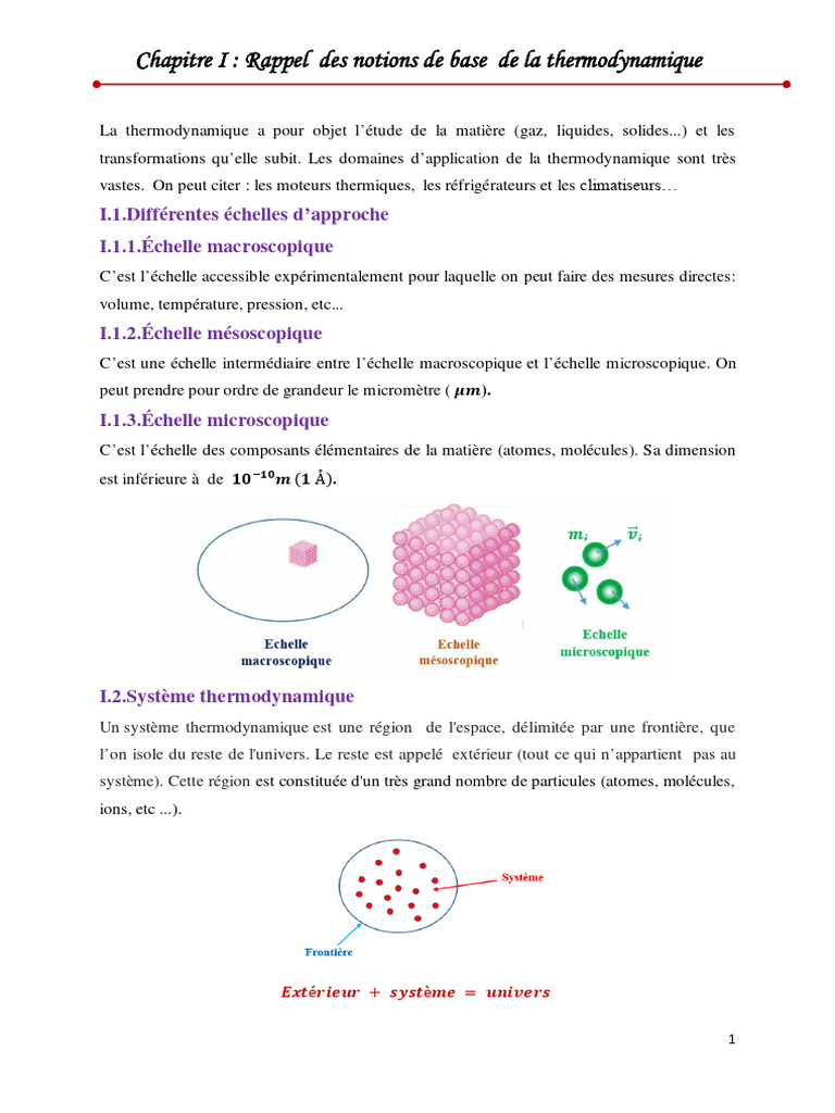 Notions de base en thermodynamique | PDF | Thermodynamique | Température