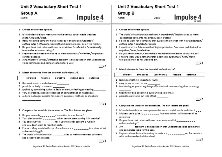 Unit 2 Vocabulary Short Test | PDF | Cyberspace | Communication