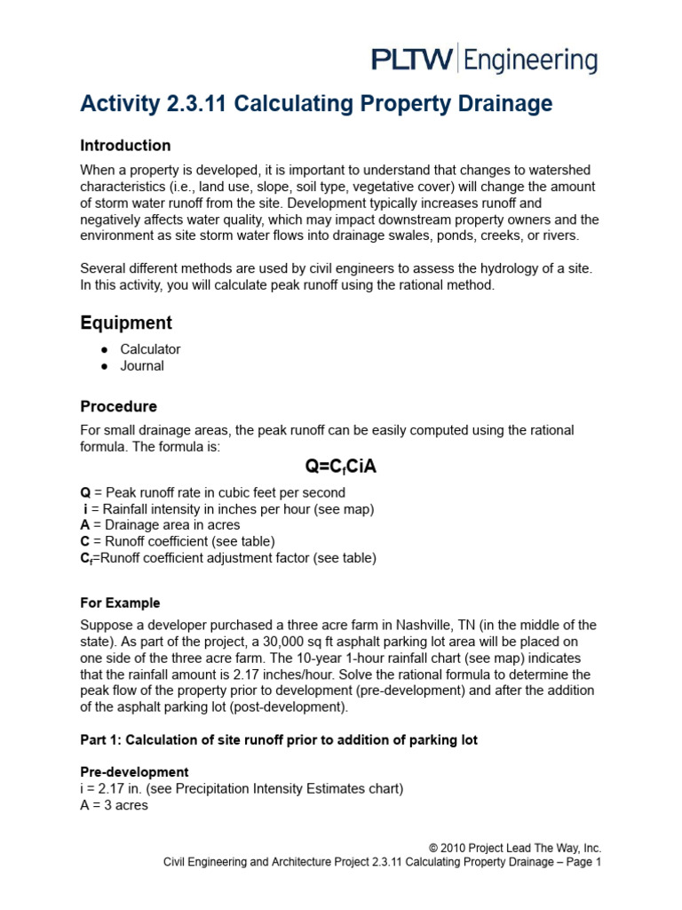 Calculating Property Drainage Runoff | PDF | Drainage Basin | Surface ...