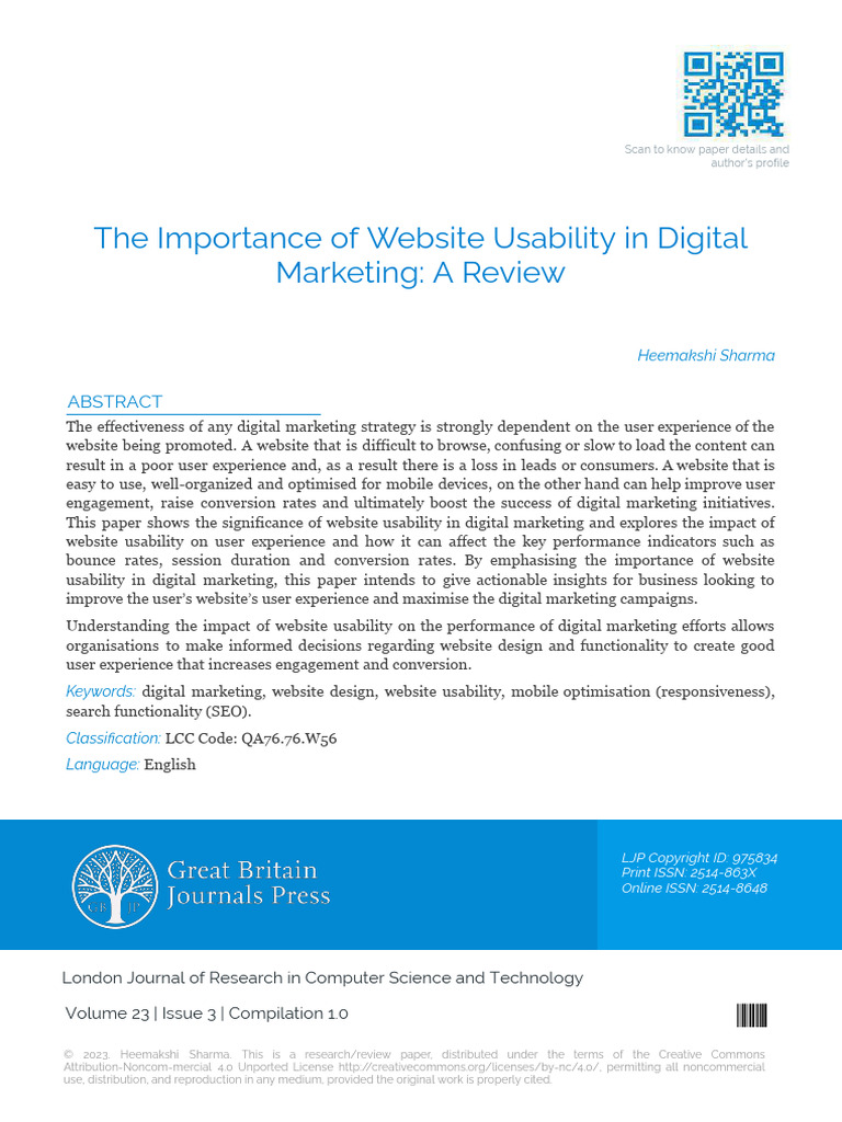 The Importance of Website Usability in Digital Marketing A Review PDF ...