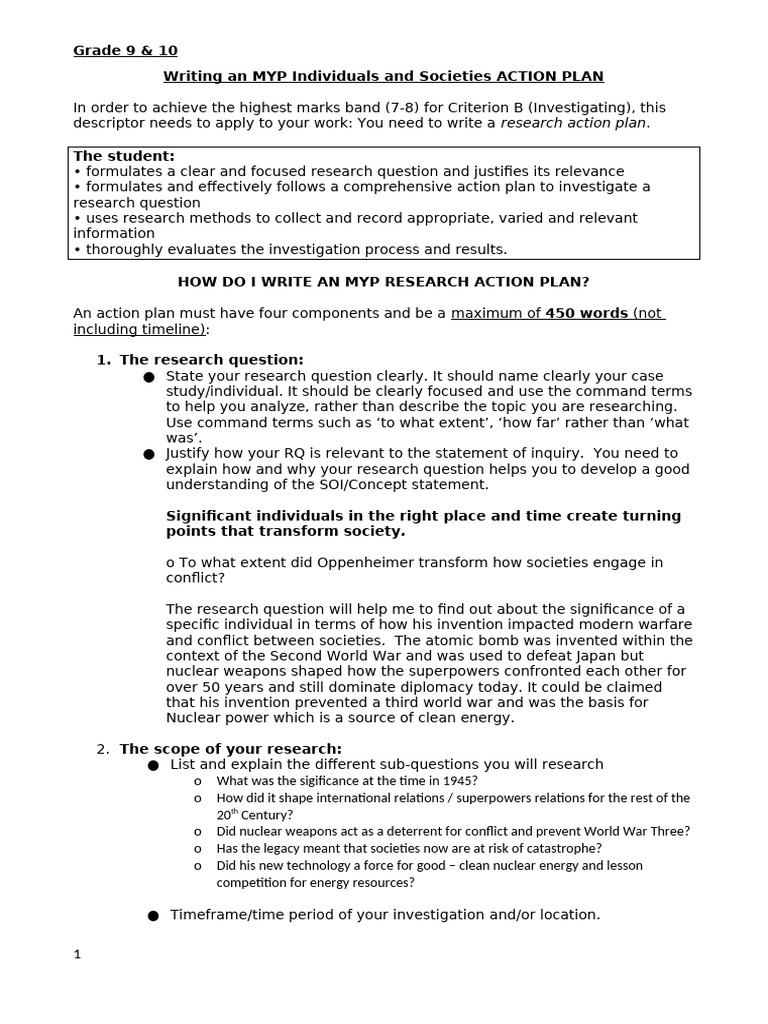 MYP Action Plan Guide for Research | PDF | Science