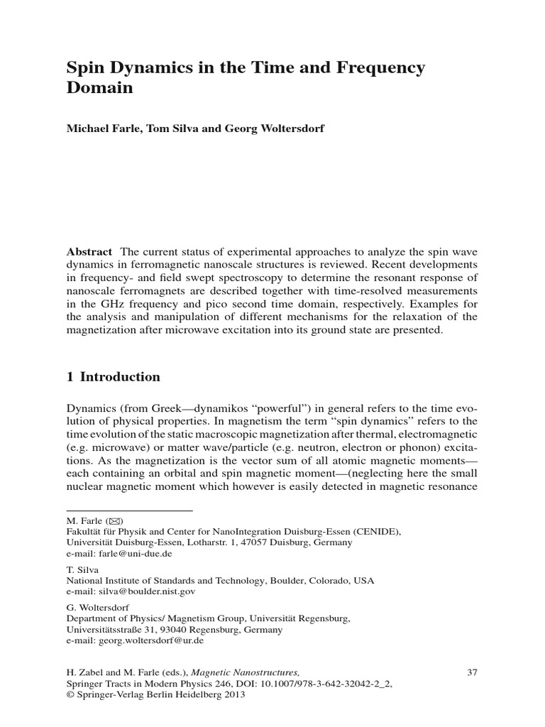 Spin Dynamics in Nanoscale Ferromagnets | PDF | Spin (Physics) | Magnetism